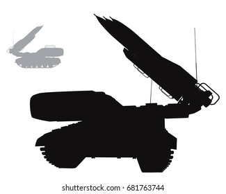 Military silhouettes. Vector AA missile system