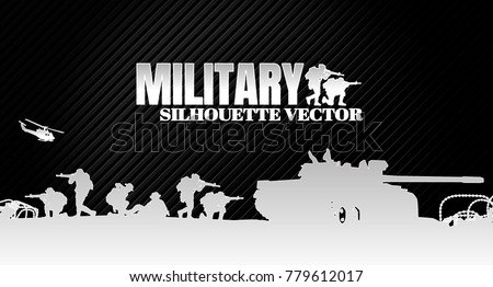 Military silhouettes vector on abstract striped background, Military vector illustration, Army soldiers, Military silhouettes background.
