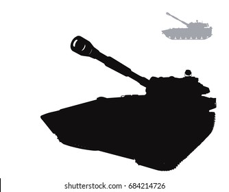 Military silhouettes. Vector self-propelled howitzer