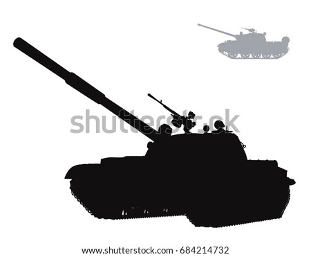 Military silhouettes. Vector tank