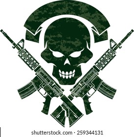 Military Skull Crossed Assault Rifles Stock Vector (Royalty Free ...