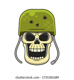 Calavera Militar En Un Sombrero Duro Con Armas De Máquina En Una Ilustración De Tipografía De Fondo Blanco, Se Puede Usar Como Impresión Para Camisetas, Bolsas, Tarjetas Y Carteles.