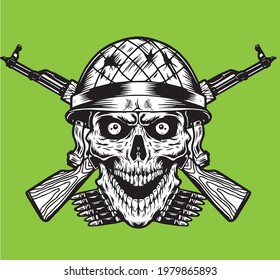 calavera militar con vectores de armas