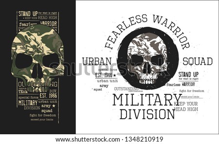 military skulls with camouflage.Two illustrations pack for t-shirt.