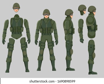 Military Soldier Character Model Chart Ready To Animate