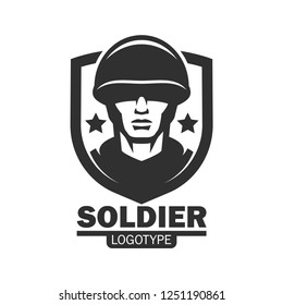 Military soldier logo mascot template. Soldier special force vector icon. Warrior mascot 