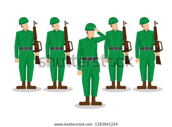 Military Soldiers Green Uniform Gun Their Stock Vector (Royalty Free ...