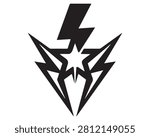 Military special forces emblem isolated on white. Black tactical star badge for elite units and security operations.