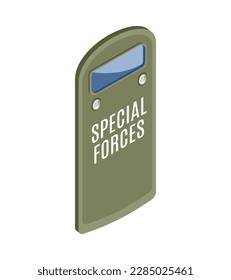 Military special forces shield isometric icon 3d vector illustration