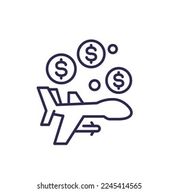 military spending line icon, vector