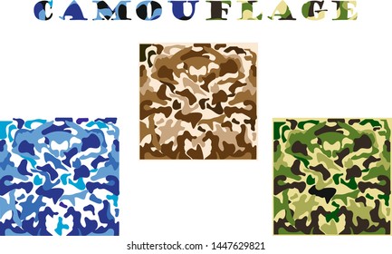 Military and sports camouflage set. Camouflage pattern modern. For printing on fabric. VECTOR