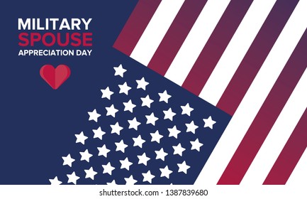 Military Spouse Appreciation Day. Celebrated in the United States. National Day recognition of the contribution, support and sacrifice of the spouses of the Armed Forces. Poster, card, banner. Vector