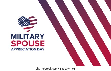 Military Spouse Appreciation Day. Celebrated in the United States. National Day recognition of the contribution, support and sacrifice of the spouses of the Armed Forces. Poster, card, banner. Vector