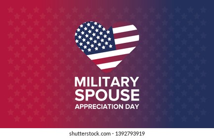 Military Spouse Appreciation Day. Celebrated in the United States. National Day recognition of the contribution, support and sacrifice of the spouses of the Armed Forces. Poster, card, banner. Vector