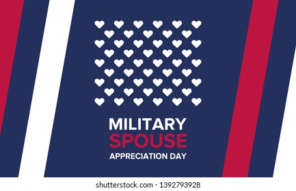 Military Spouse Appreciation Day. Celebrated in the United States. National Day recognition of the contribution, support and sacrifice of the spouses of the Armed Forces. Poster, card, banner. Vector