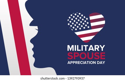 Military Spouse Appreciation Day. Celebrated in the United States. National Day recognition of the contribution, support and sacrifice of the spouses of the Armed Forces. Poster, card, banner. Vector