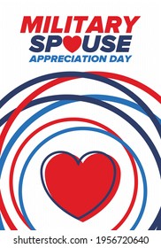 Military Spouse Appreciation Day. Celebrated in the United States. National Day recognition of the contribution, support and sacrifice of the spouses of the Armed Forces. Poster, card, banner. Vector