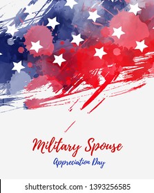 Military spouse appreciation day - holiday in United States of America. Abstract grunge watercolor flag. Template for holiday banner, invitation, flyer, etc.