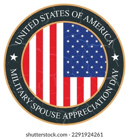 Military Spouse Appreciation Day stamp, sign, badge, seal, tag, sticker, sign, label, tshirt design, on white background, vector illustration, military spouse appreciation month