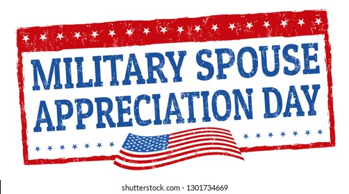 Military spouse day sign or stamp on white background, vector illustration