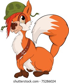 The military squirrel. Cartoon