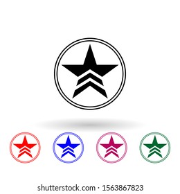 A Military Star In A Circle Multi Color Icon. Simple Glyph, Flat Vector Of Communism Capitalism Icons For Ui And Ux, Website Or Mobile Application