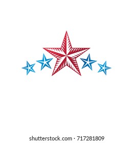 Military Star emblem. Heraldic vector design element, 5 stars guaranty insignia.  Retro style label, heraldry logo.