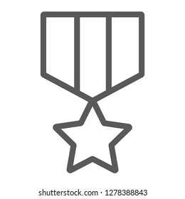 Military star line icon, label and army, insignia sign, vector graphics, a linear pattern on a white background, eps 10.