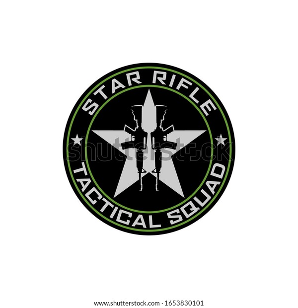 Military Star Rifle Circle Badge Logo Stock Vector (Royalty Free ...