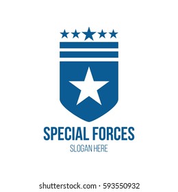 Military star and shield theme logo design