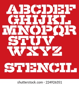 Military Stencil Typeface. Vector Font