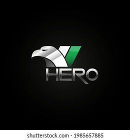 military stiling logo design with metalic texture eagle-hero