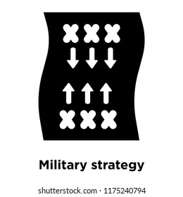 Military strategy icon vector isolated on white background, logo concept of Military strategy sign on transparent background, filled black symbol
