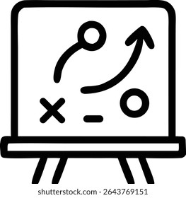 Military Strategy Whiteboard Icon Showing Tactical Attack and Defense Plan