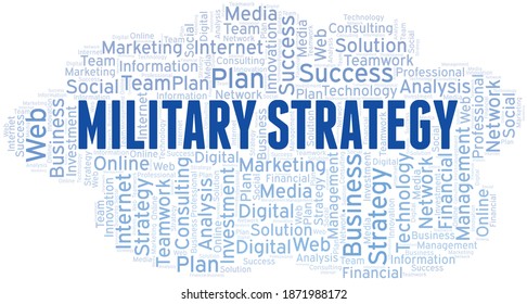 Military Strategy word cloud create with text only.