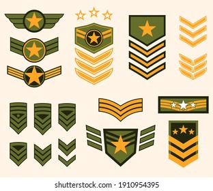 Military stripes, emblems. Logos of military groups. Special military insignia