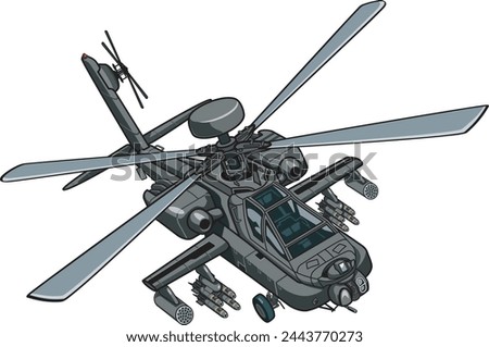 Military style apache ah-64 attack helicopter