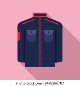 Military style shirt with red details and buttons featuring long sleeves and pockets