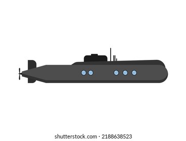 military submarine flat design vector illustration