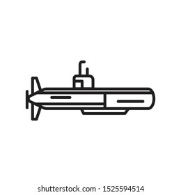Military Submarine Icon in Outline Style Isolated