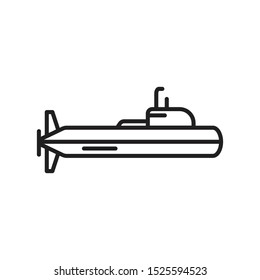 Military Submarine Icon in Outline Style Isolated