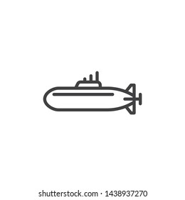 Military submarine line icon. linear style sign for mobile concept and web design. Submarine outline vector icon. Symbol, logo illustration. Vector graphics