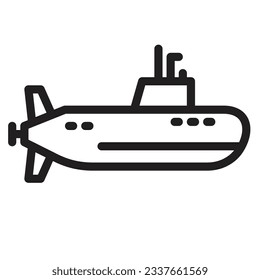 Military submarine outline icon. Transportation illustration for templates, web design and infographics