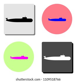 Military submarine. simple flat vector icon illustration on four different color backgrounds