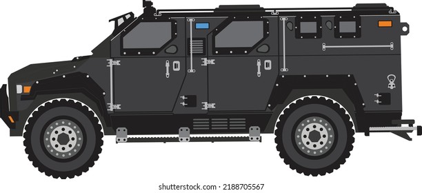 Military SWAT Truck in Black and Grey