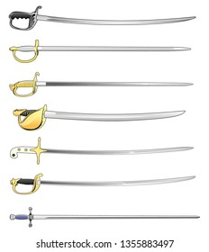 Military Sword Cutlass And Saber Set Vector Illustration