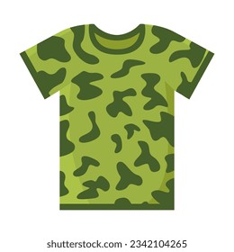Military T shirt vector illustration. Cartoon drawing of clothing or shirt for army isolated on white background. Fashion, military concept