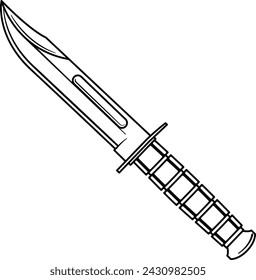 Militärische oder taktische Messer-Vektor-Illustrationen in Schwarz und Weiß