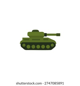 Military Tank Icon Flat Vector Army Combat Vehicle Illustration