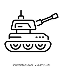 Military tank icon in outline style 